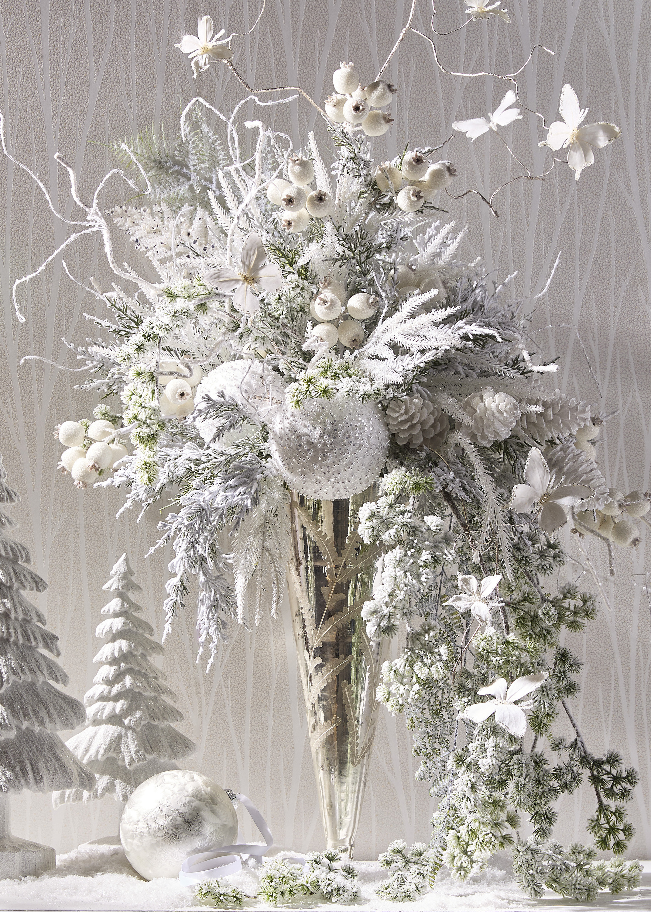 Raz Imports Christmas tree accessories including ribbon picks and sprays