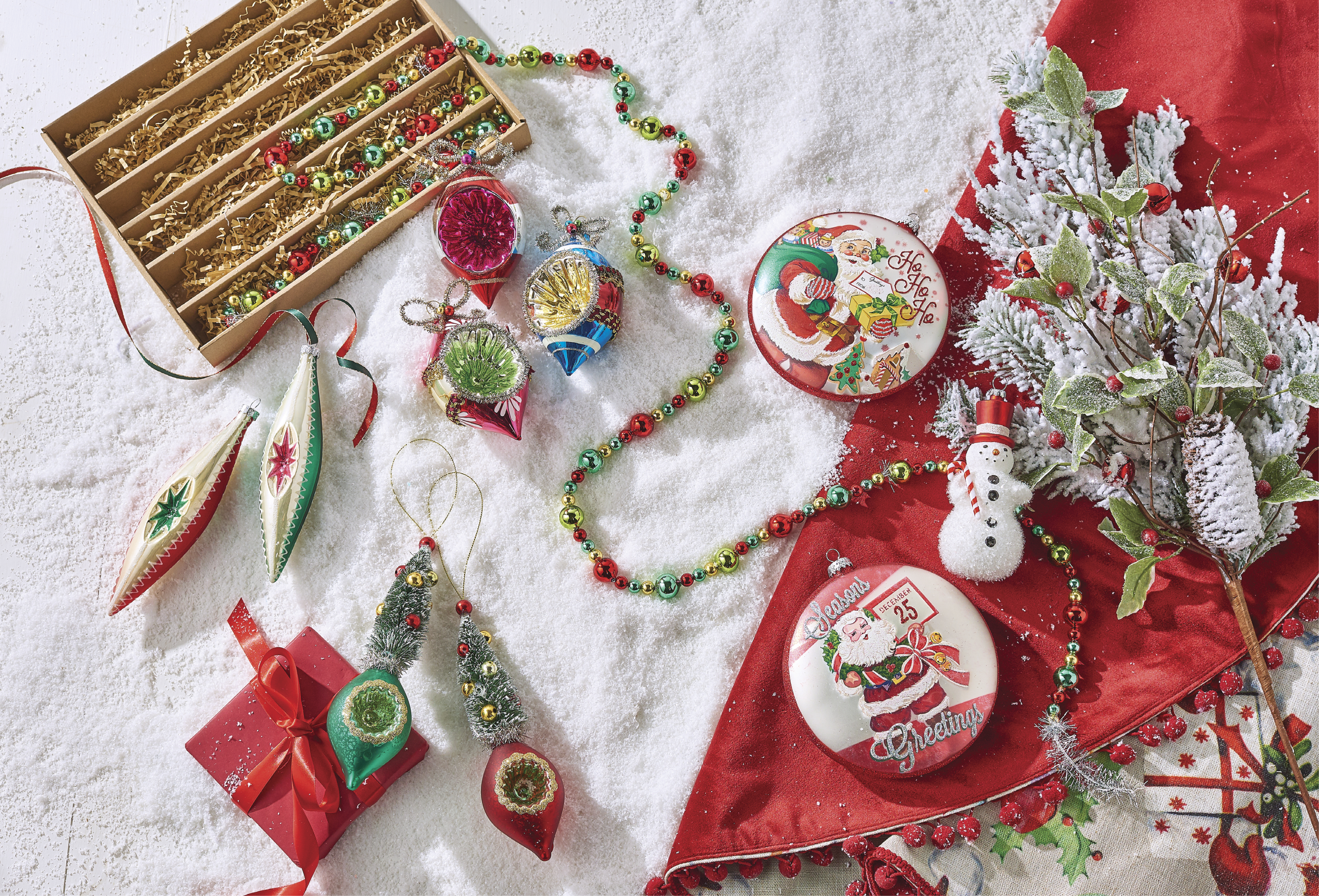 Vintage Babbo Natale Ornamento Albero Rosso Vacanze Feste Accessori Cinture e bretelle Bretelle 